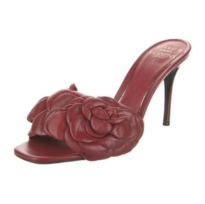 Valentino Leather Rosette Mule Sandal Size 37.5